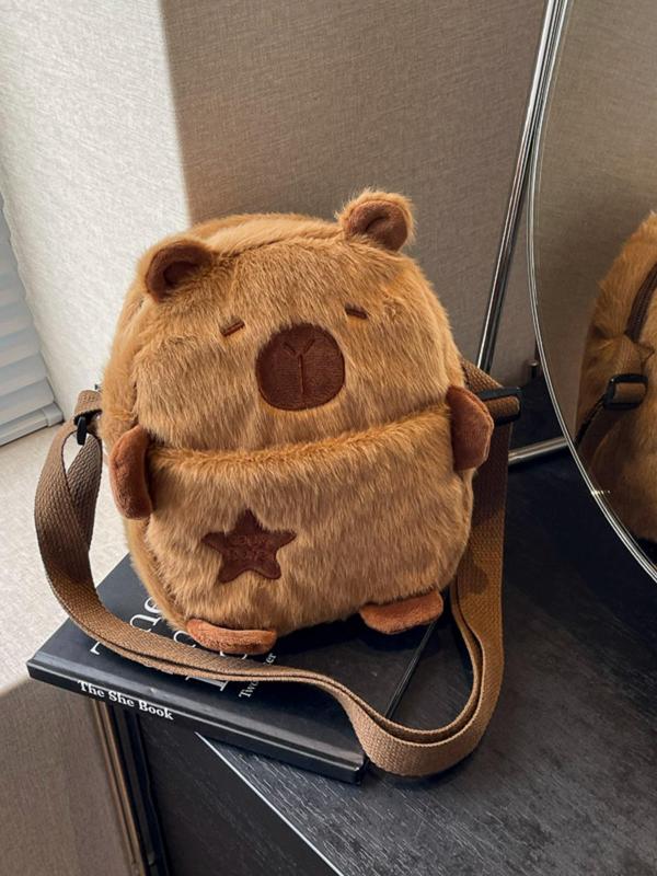 Women's Cute Plush Capybara Crossbody Bag, Fashion Star Decor Crossbody Bag for Daily Used, Casual Trendy Versatile High-quality Daily Commuting Bag