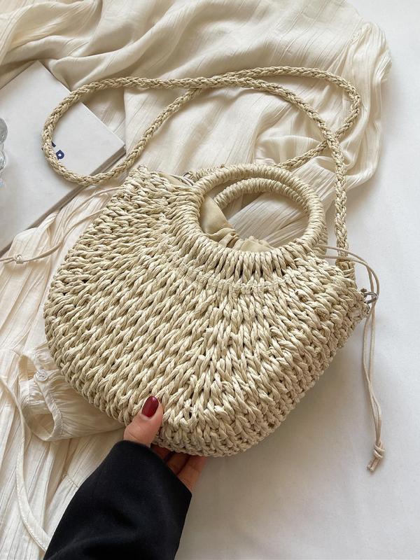 Summer Simple Style Straw Handbag, Casual Trendy Crossbody Bag for Women for Summer Vacation, Fashionable Boho Style Beach Bag for Summer Daily Use, Fall Outfits, Earthtone Fall Freshness