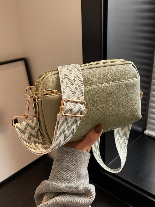 Women's Elegant Chevron Pattern Crossbody Bag, Fashionable PU Leather Zipper Shoulder Bag for Daily Used, Casual Trendy Versatile High-quality Daily Commuting Bag