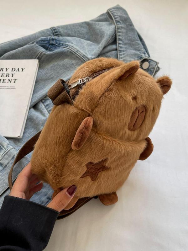 Women's Cute Plush Capybara Crossbody Bag, Fashion Star Decor Crossbody Bag for Daily Used, Casual Trendy Versatile High-quality Daily Commuting Bag