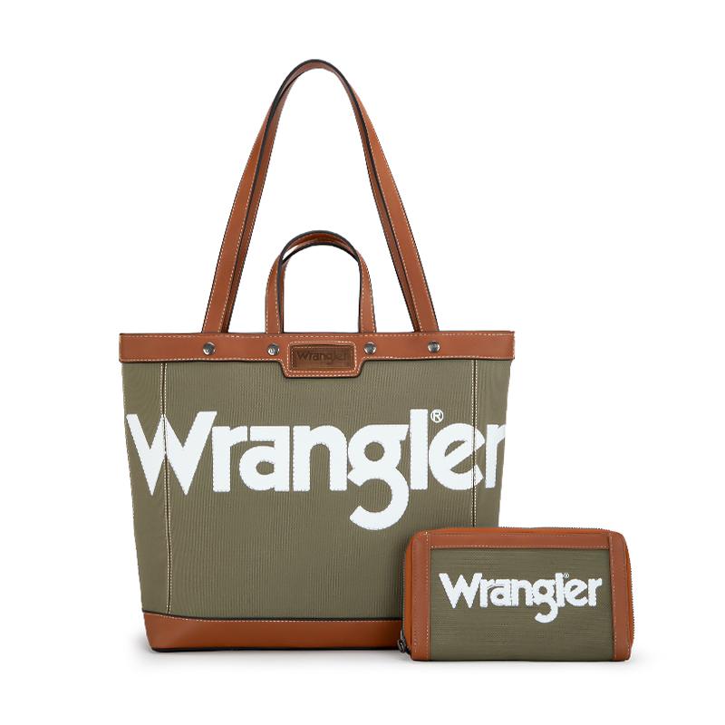 Wrangler Canvas Tote Bag & Crossbody Bag with Top Handle & Clutch Bag Set