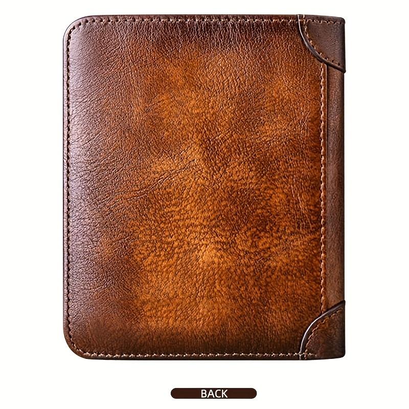 Men's Wallet RFID Anti-Theft Swiping Ultra-Thin Top Layer Cowhide Short Leather Wallet, Gift for Father