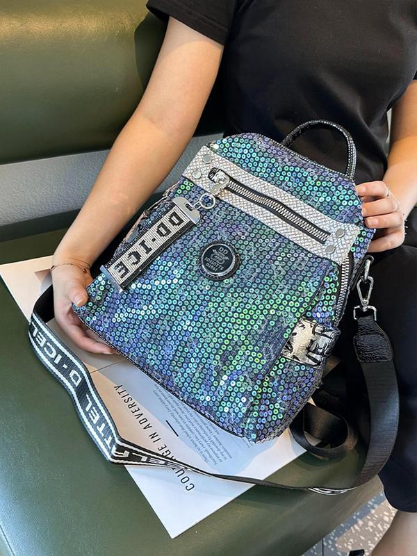 Fashionable Sequin Decorated Backpack, Casual Versatile Large Capacity Backpack for Women, Trendy All-match Commuter Bag for Daily Used