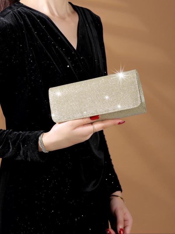 Women's Glitter Evening Bag, Banquet Bag, Elegant Chain Strap Crossbody Bag for Party, Trendy All-match & Exquisite Clutch Bag for Gift