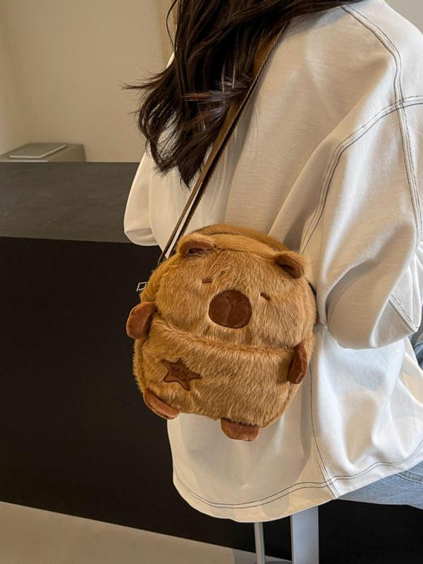 Women's Cute Plush Capybara Crossbody Bag, Fashion Star Decor Crossbody Bag for Daily Used, Casual Trendy Versatile High-quality Daily Commuting Bag