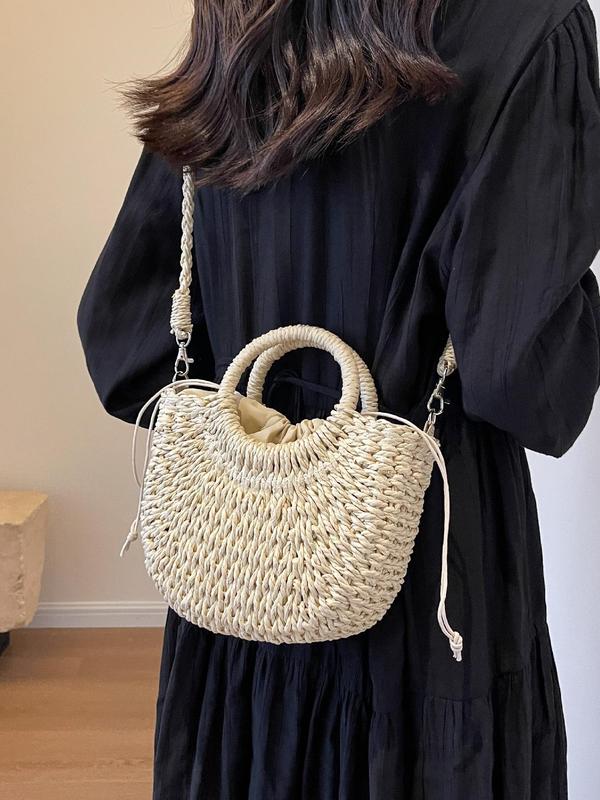 Summer Simple Style Straw Handbag, Casual Trendy Crossbody Bag for Women for Summer Vacation, Fashionable Boho Style Beach Bag for Summer Daily Use, Fall Outfits, Earthtone Fall Freshness