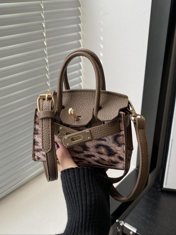 Women's Fashion Leopard Print Handbag, Casual PU Leather Shoulder Bag for Daily Used, Trendy Versatile High-quality Daily Commuting Bag, Girl Shopping Bag