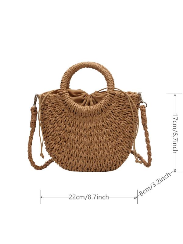 Summer Simple Style Straw Handbag, Casual Trendy Crossbody Bag for Women for Summer Vacation, Fashionable Boho Style Beach Bag for Summer Daily Use, Fall Outfits, Earthtone Fall Freshness