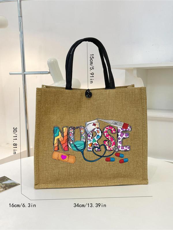 Letters Graphic Tote Bag, Large Capacity Gift Bag, Casual Trendy Versatile High-quality Daily Commuting Bag, Girl Fashionable Shopping Bag