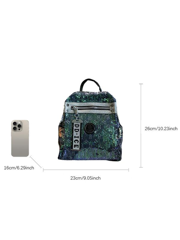 Fashionable Sequin Decorated Backpack, Casual Versatile Large Capacity Backpack for Women, Trendy All-match Commuter Bag for Daily Used