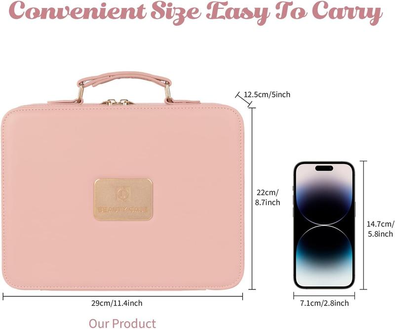 12 INCH Makeup Bag with Mirror and Lights, Detachable Lighted Makeup Case, Travel Makeup Train Case with Adjustable Dividers and 10x Magnifying Mirror | 3 Adjustable Brightness