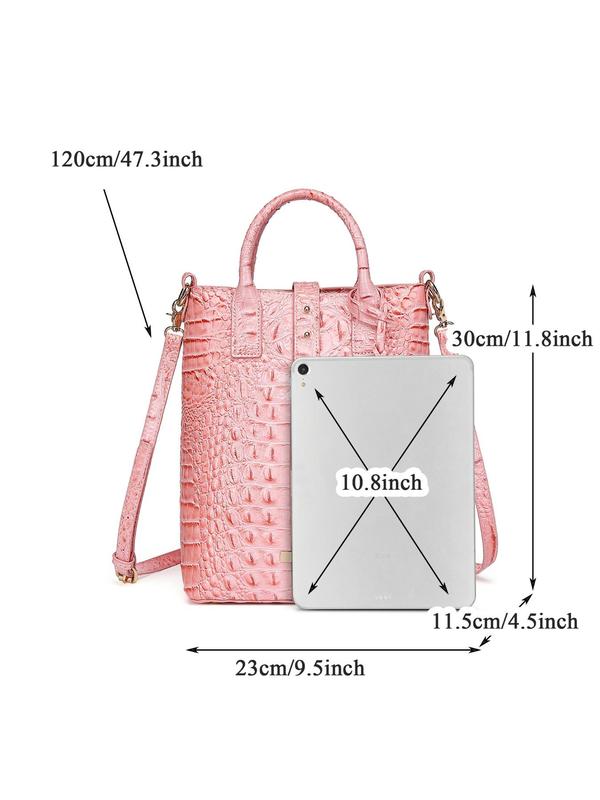 Women's Fashion Crocodile Embossed Handbag & Wallet, Casual Versatile Shoulder Bag Set for Women, Trendy All-match Bag Set for Daily Use