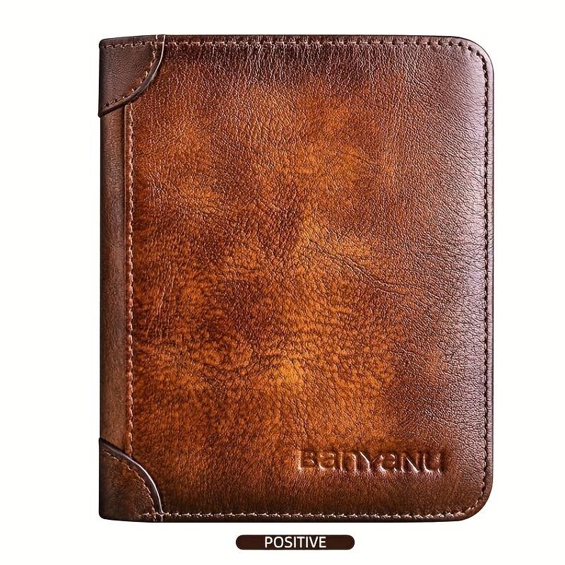 Men's Wallet RFID Anti-Theft Swiping Ultra-Thin Top Layer Cowhide Short Leather Wallet, Gift for Father