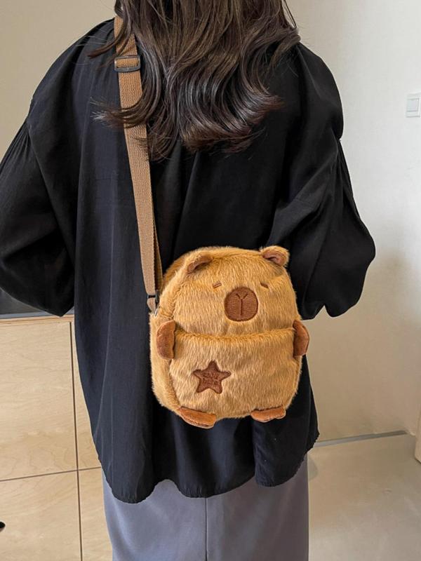 Women's Cute Plush Capybara Crossbody Bag, Fashion Star Decor Crossbody Bag for Daily Used, Casual Trendy Versatile High-quality Daily Commuting Bag