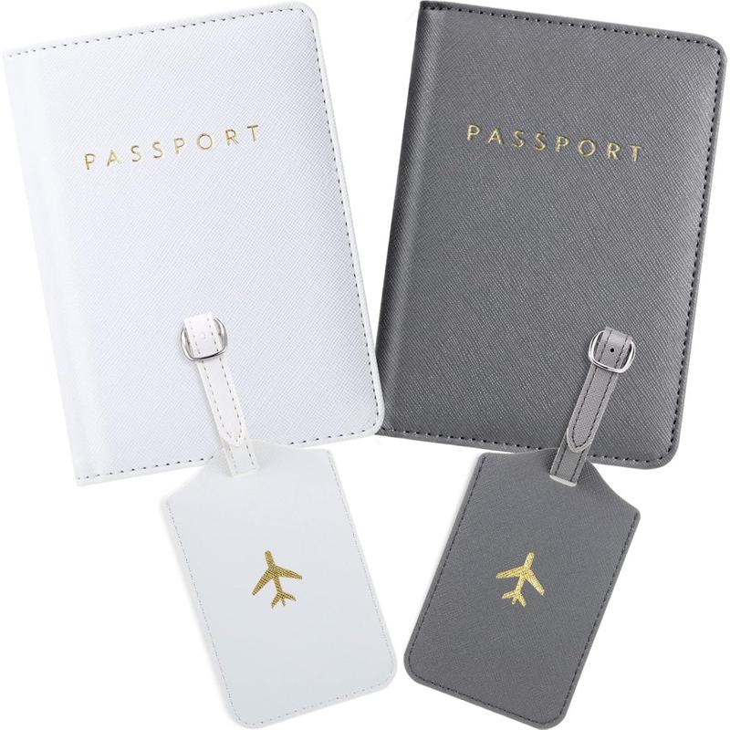 2 Pieces Passport Covers and 2 Pieces Luggage Tags, Passport Holder Travel Suitcase Tag