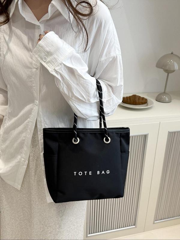 Minimalist Letter Pattern Tote Bag, Casual Versatile Fashion Large Capacity Handbag for Women, Simple All-match Shoulder Bag for Daily Life