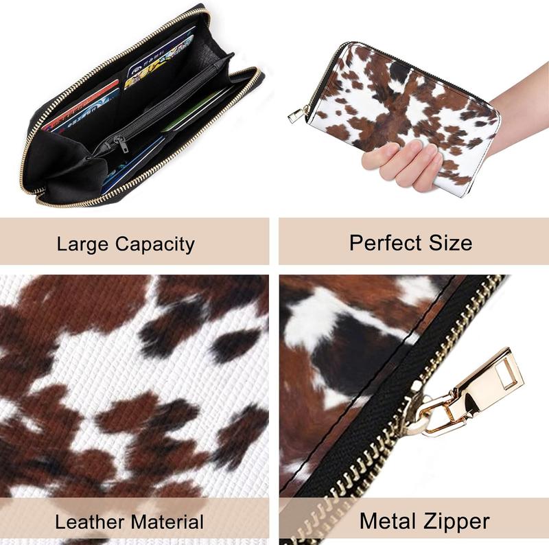 Cow Print Wallet for Women Men, Western Highland Cow Purse, Phone Money