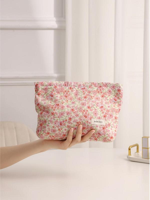 Floral Pattern Makeup Bag, Lightweight Makeup Bag with Zipper, Makeup Organizer Pouch, Versatile Storage Bag for Cosmetics, Skincare, Travel, Office, Home