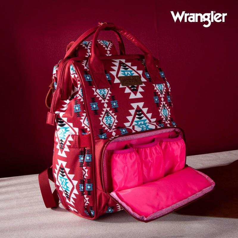 Wrangler Allover Aztec Dual Sided Backpack - Burgundy