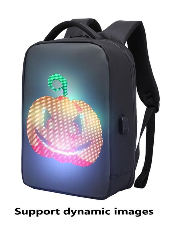 LED Display Creative Backpack, Fashionable Backpack with USB Charging Port, Travel Backpack, Suitable for Cycling, Festivals, Gifts