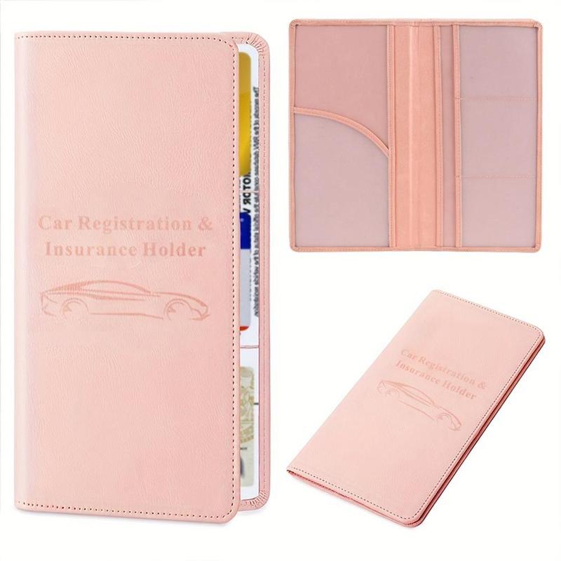 Car Registration & Insurance Card Holder, 1 Count Faux Leather Car Registration & Insurance Card Organizer, Document Wallet, Manual Folder