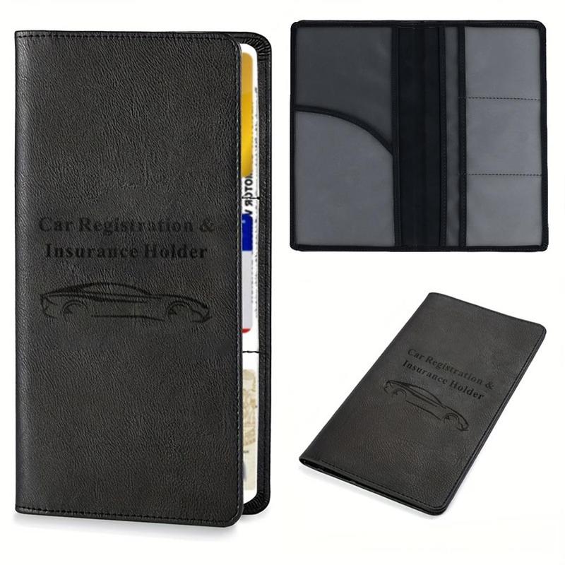 Car Registration & Insurance Card Holder, 1 Count Faux Leather Car Registration & Insurance Card Organizer, Document Wallet, Manual Folder