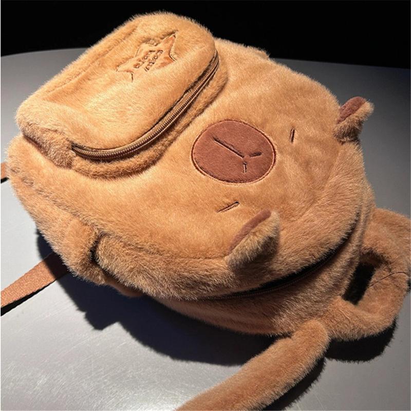 Cute Capybara Backpack Multifunction Plush Bookbag Kawaii Capybara Animals Backpacks Casual Bag -11.4