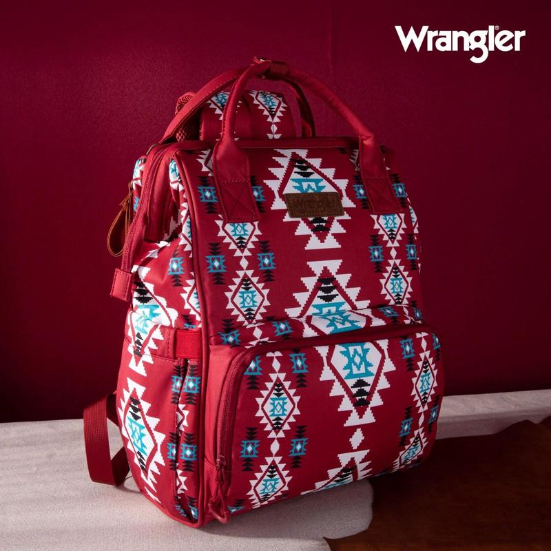 Wrangler Allover Aztec Dual Sided Backpack - Burgundy