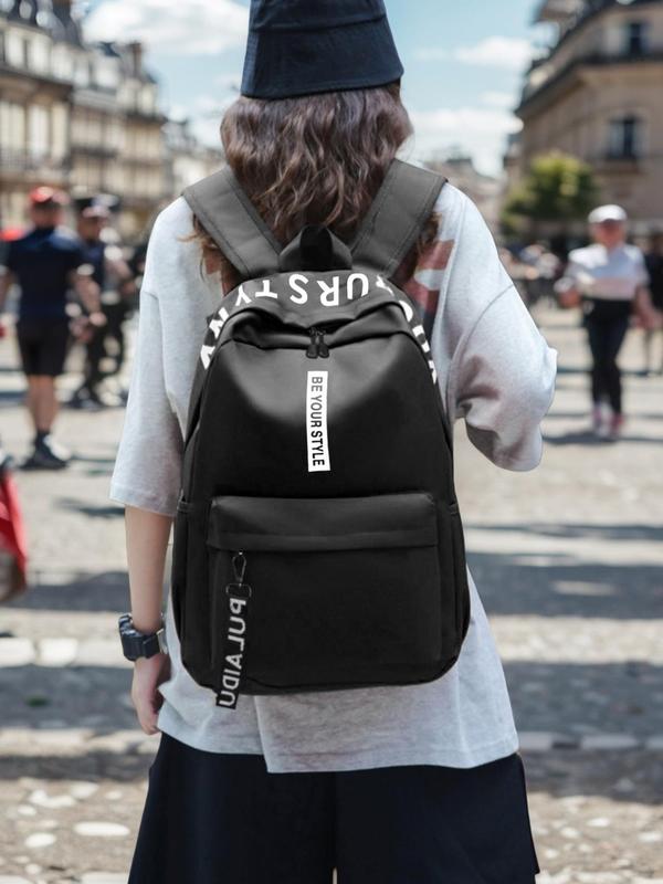 Fashion Letter Pattern Backpack, Casual Large Capacity Backpack for Women & Men, Lightweight Student School Bag, Fashionable Travel Backpack for Daily Use