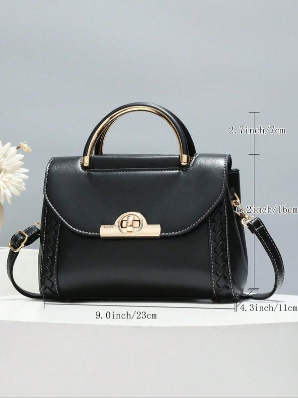 Women's Elegant Plain Pu Leather Handbag, Classic Single Shoulder Handbag, Fashionable Handbag, Suitable for Women, Newcomers and White-collar Workers