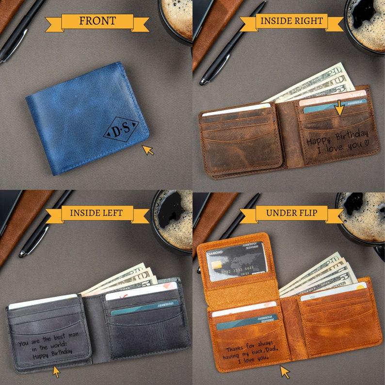 Personalized Gifts for Him, Engraved Leather Wallet for Men, Personalized Wallet, Custom Wallet, Fathers Day Gifts, Husband, Boyfriend, Dad