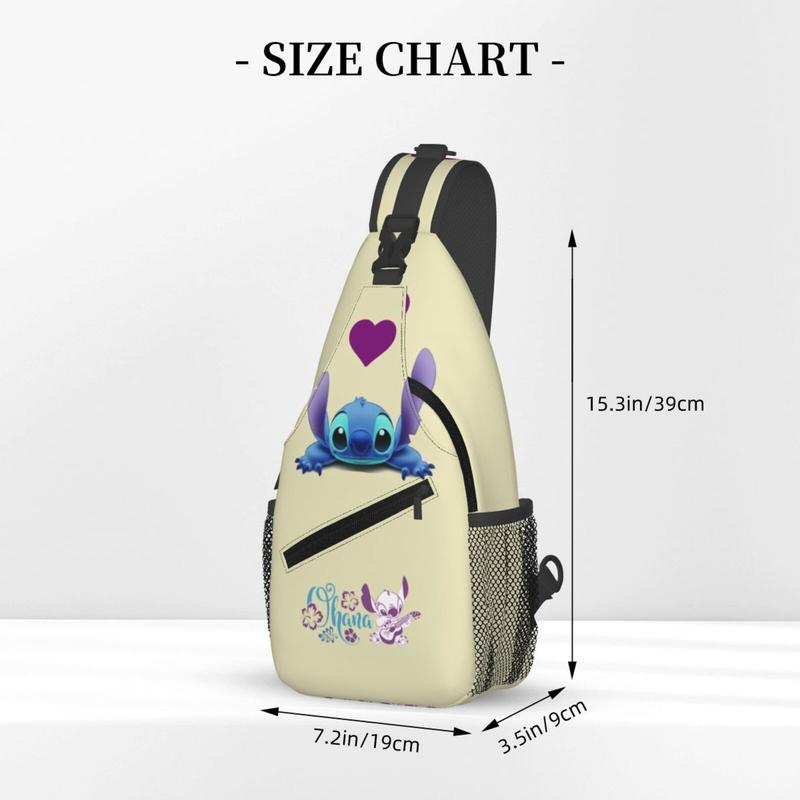 Adult Cartoon Lilo and Stitch Unisex Chest Bags Crossbody Sling Backpack Travel Hiking Daypack for Women Men Shoulder Bag for Runners Gifts - W18