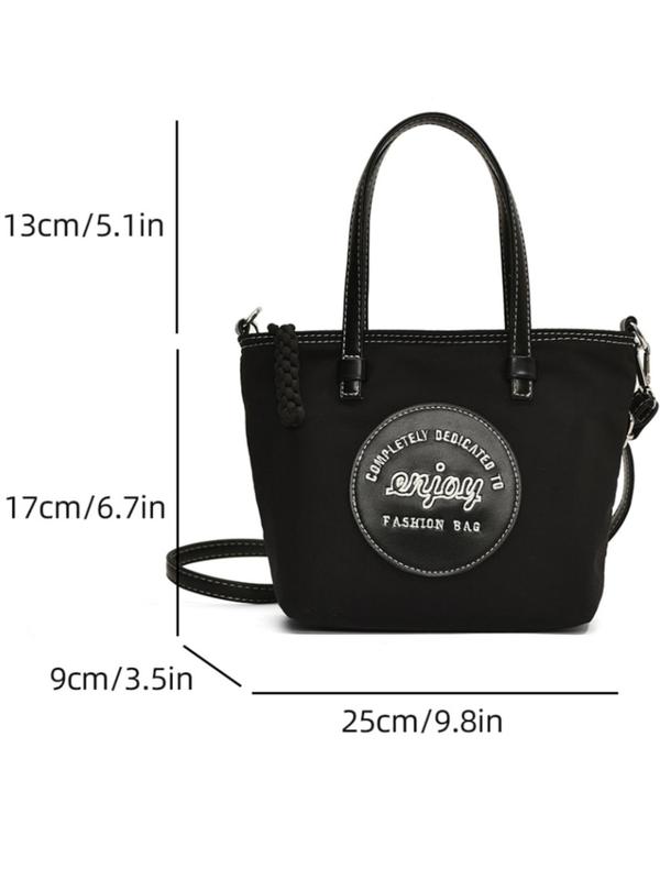 Women's Cute Letters Patched Design Handbag, Fashionable Lightweight Commuting Bag, Simple Design Handbag for Daily Used