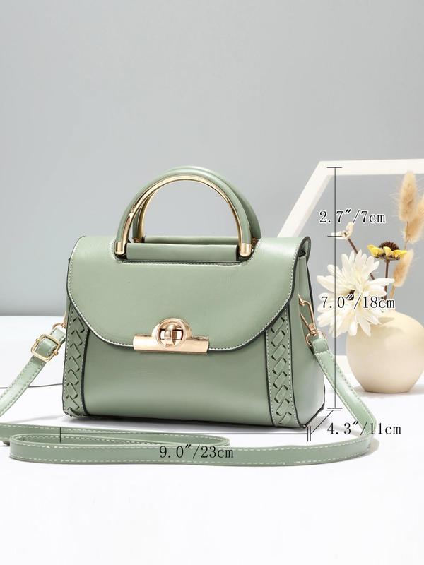 Women's Elegant Plain Pu Leather Handbag, Classic Single Shoulder Handbag, Fashionable Handbag, Suitable for Women, Newcomers and White-collar Workers