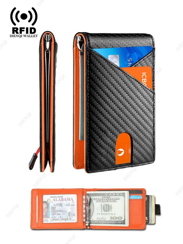 Men's Business Minimalist Wallet, with Card Slots & Money Clip, Rfid Blocking Card Holder, Portable Card Holder for Men