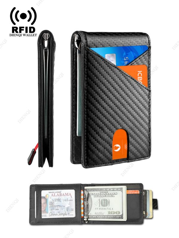 Men's Business Minimalist Wallet, with Card Slots & Money Clip, Rfid Blocking Card Holder, Portable Card Holder for Men