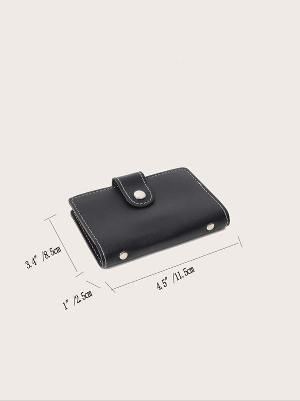 Women's Simple Plain Fashion Buckle Card Holder, 24 Card Slots Multifunctional Short Wallet, with RFID Blocking Function