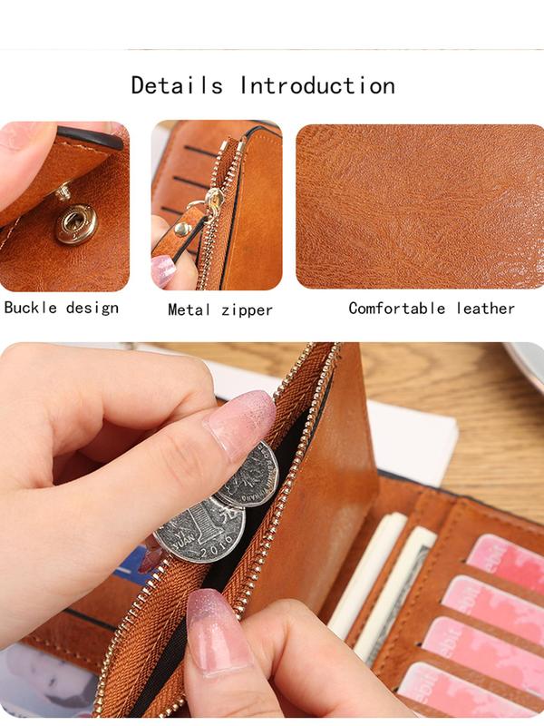 Women's Fashionable Solid Color Long Wallet, Multi-functional Multi-card Position Wallet, Casual Trendy Versatile High-quality Daily Wallet for Women