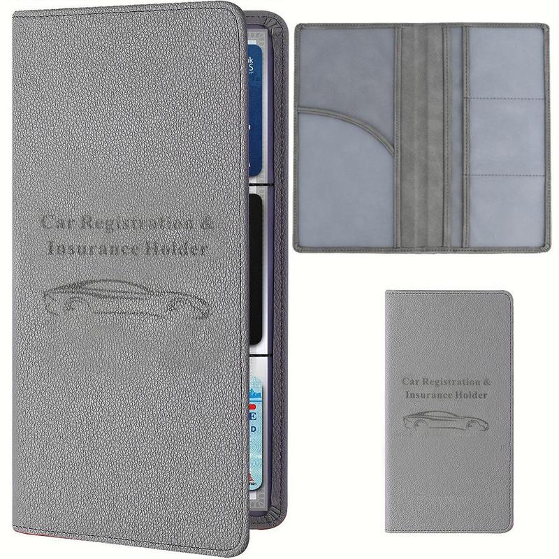 Car Registration & Insurance Card Holder, 1 Count Faux Leather Car Registration & Insurance Card Organizer, Document Wallet, Manual Folder