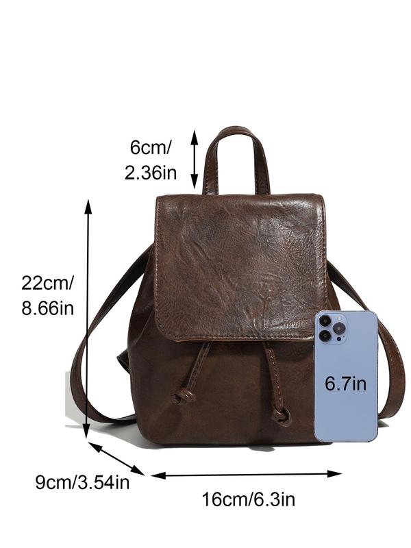 Women's Fashionable Vintage Drawstring Backpack, Casual PU Leather Backpack for Daily Used, Trendy Versatile High-quality Daily Commuting Bag