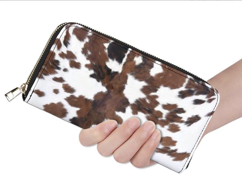 Cow Print Wallet for Women Men, Western Highland Cow Purse, Phone Money