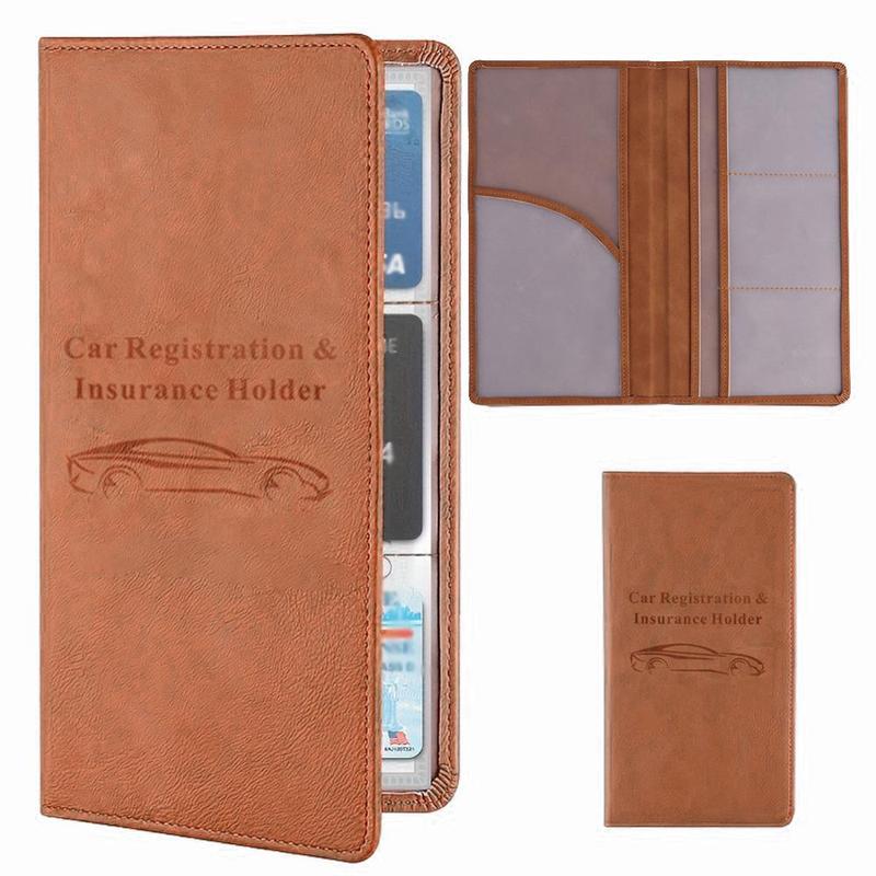 Car Registration & Insurance Card Holder, 1 Count Faux Leather Car Registration & Insurance Card Organizer, Document Wallet, Manual Folder