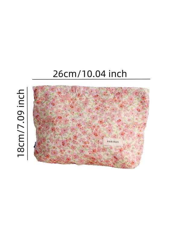 Floral Pattern Makeup Bag, Lightweight Makeup Bag with Zipper, Makeup Organizer Pouch, Versatile Storage Bag for Cosmetics, Skincare, Travel, Office, Home