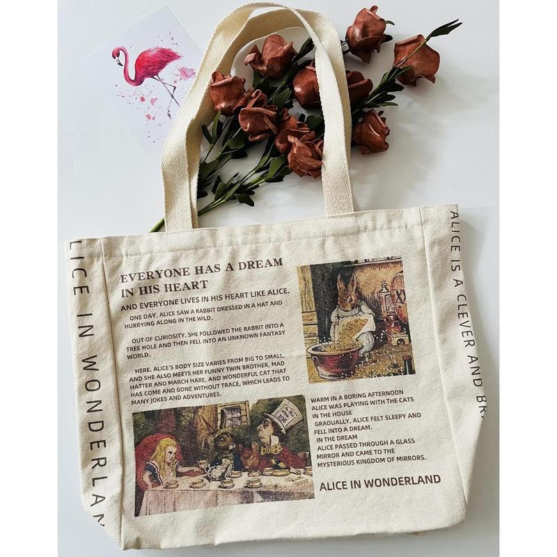 Canvas Tote Bag Aesthetic Vintage Cute Tote with Zipper Pockets Valentines Christmas Gifts for Women Girls