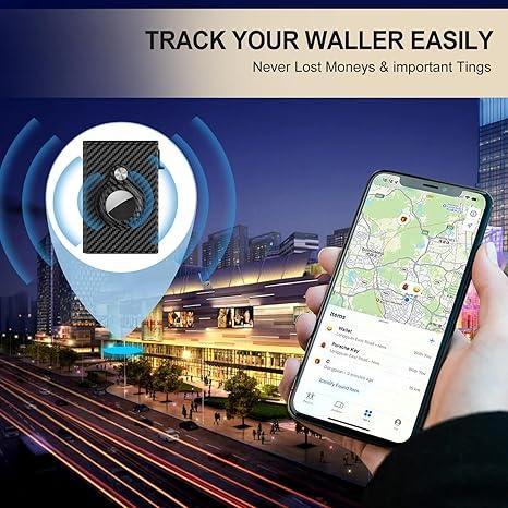 Smart wallet card holder for mens: leather, slim, carbon fiber, minimalist-9-14 card capacity, gift for friend, family member | ID