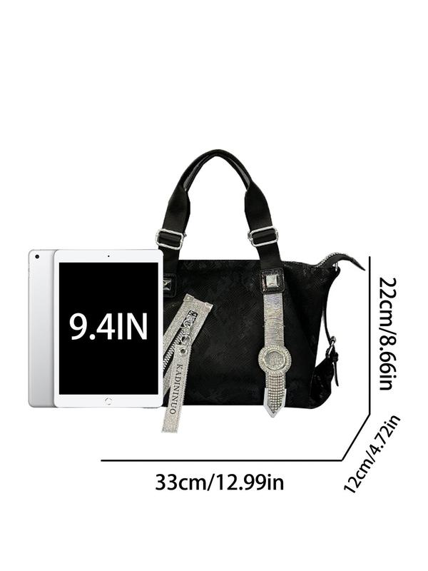 Women's Elegant Rhinestone Decorated Tote Bag, Fashionable Shoulder Bag for Work & Daily Used, Casual Trendy Versatile High-quality Daily Commuting Bag