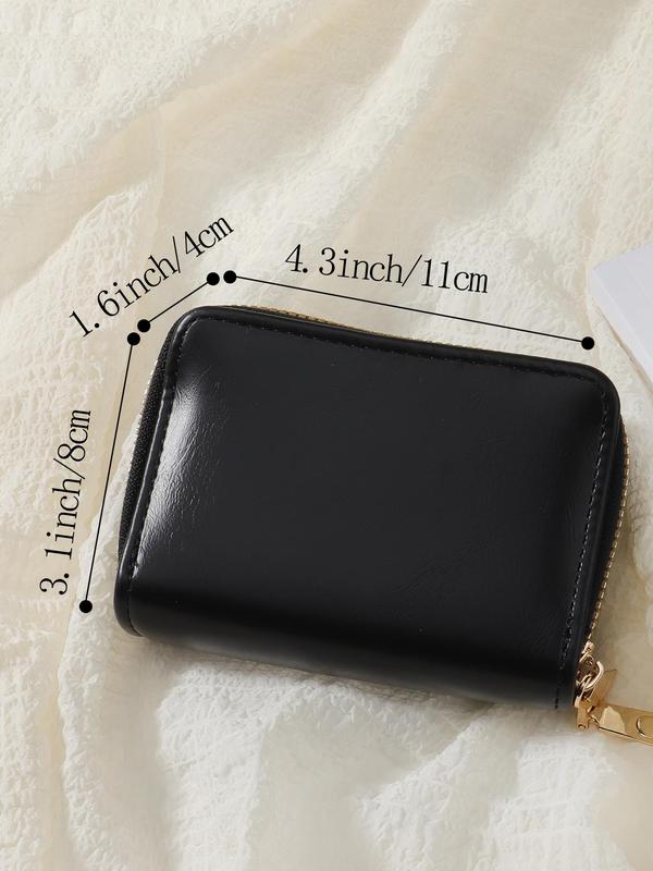 Women's  Minimalist Short Wallet, Double Zipper Around Clutch Purse, Simple Casual Multi-Card Card Holder