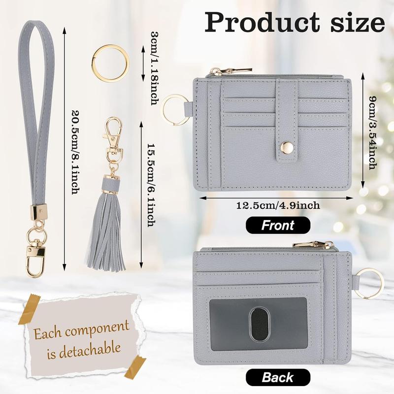 Small Wallet for Women RFID Card Holder Keychain,Wristlet Wallet Card Wallets for Women (Beige)