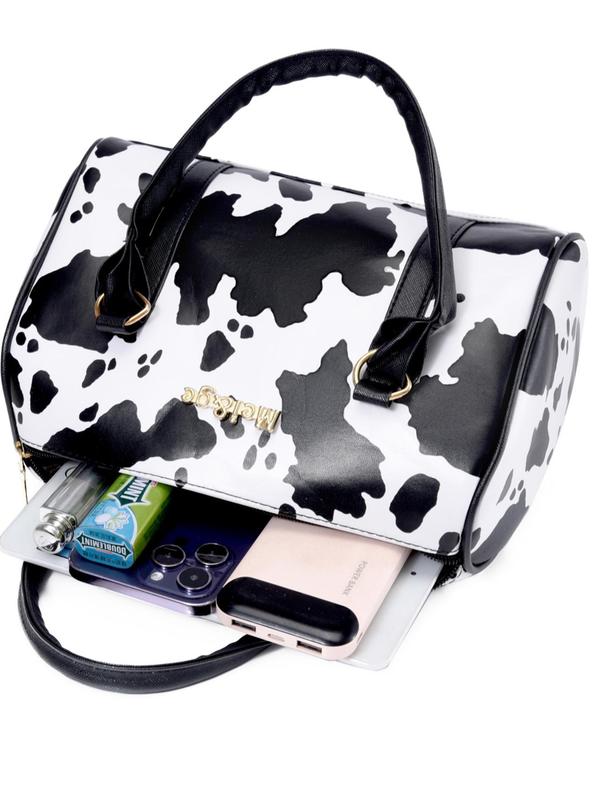 Women's Fashionable Cow Print Tote Bag & Crossbody Bag & Pouch & Wristlet & Wallet, Casual Trendy Versatile High-quality Daily Commuting Bag Set