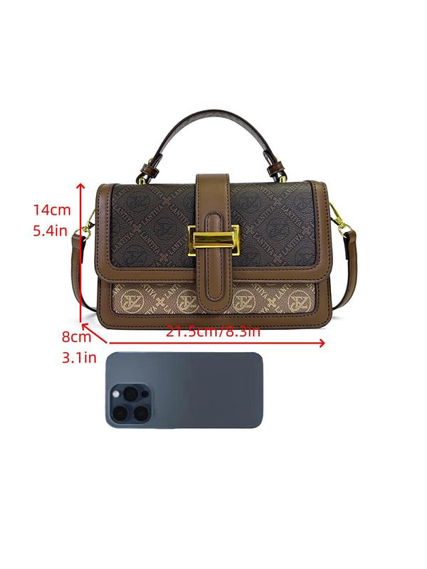 Vintage Prints Style Pu Leather Zipper Shoulder Bag, Fashionable Crossbody Bag for Women, Casual Trendy Versatile Daily Commuting Bag, Girl Fashionable Shopping Bag